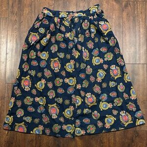 Pendleton A-Line Skirt with Navy and Gold Pattern